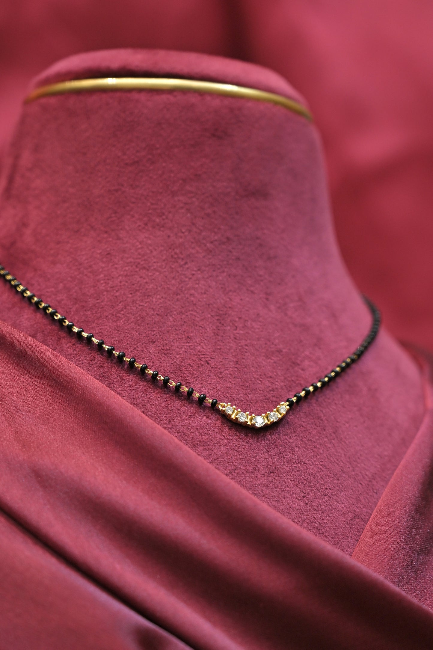 silver cz curve mangalsutra