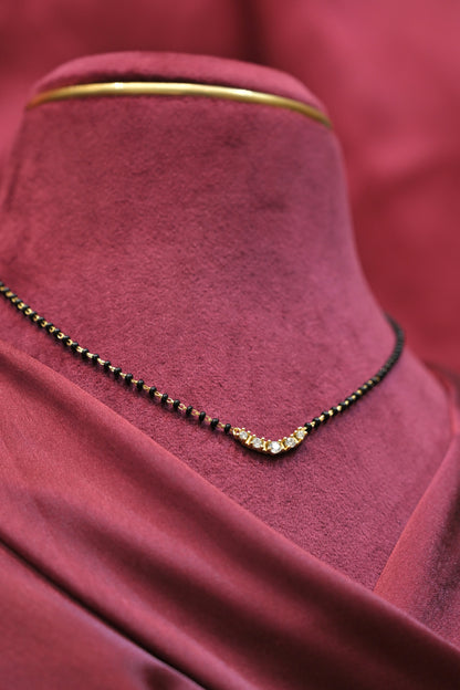 Silver CZ Curve Mangalsutra