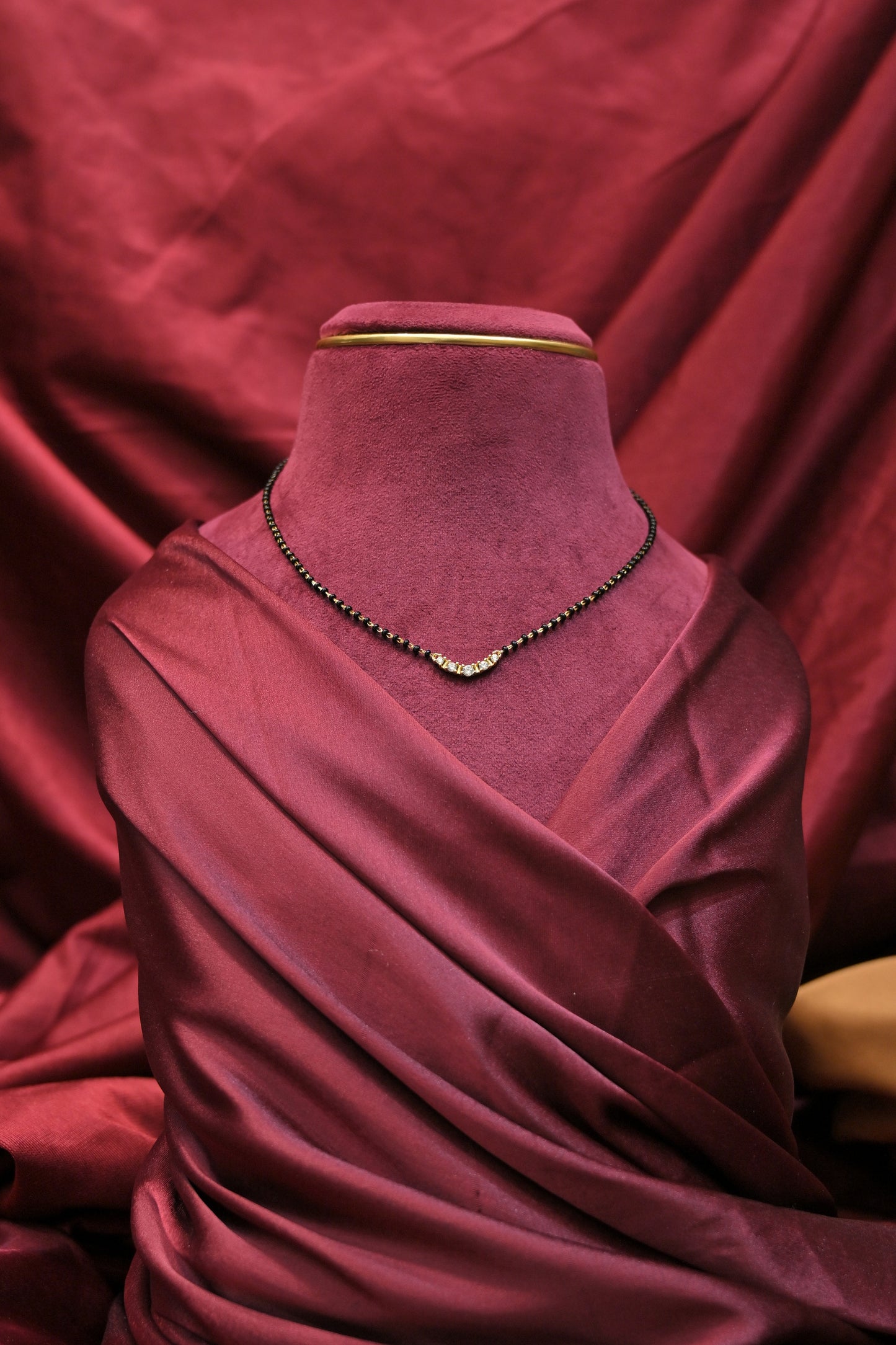 silver cz curve mangalsutra