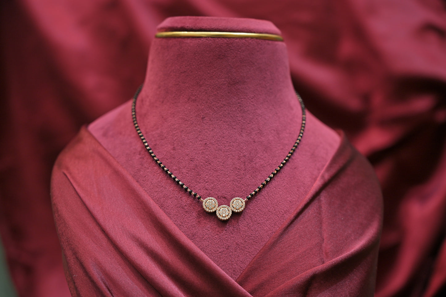 silver triple halo mangalsutra