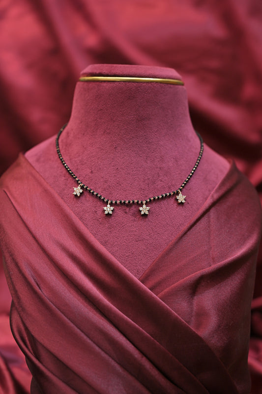 Silver Floral Drop Mangalsutra