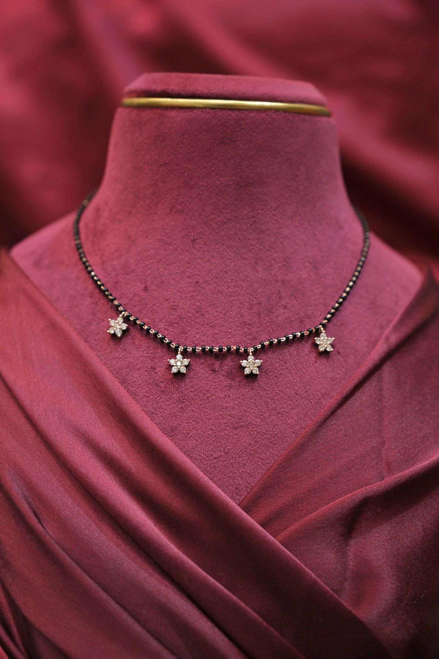 silver floral drop mangalsutra