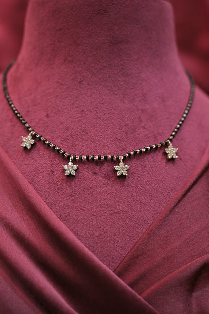 Silver Floral Drop Mangalsutra