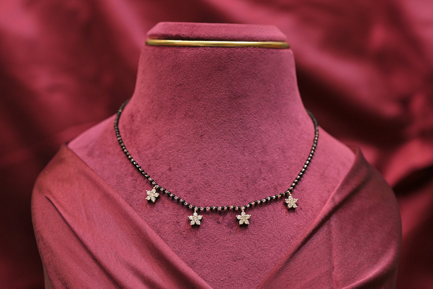 silver floral drop mangalsutra