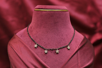 Silver Floral Drop Mangalsutra