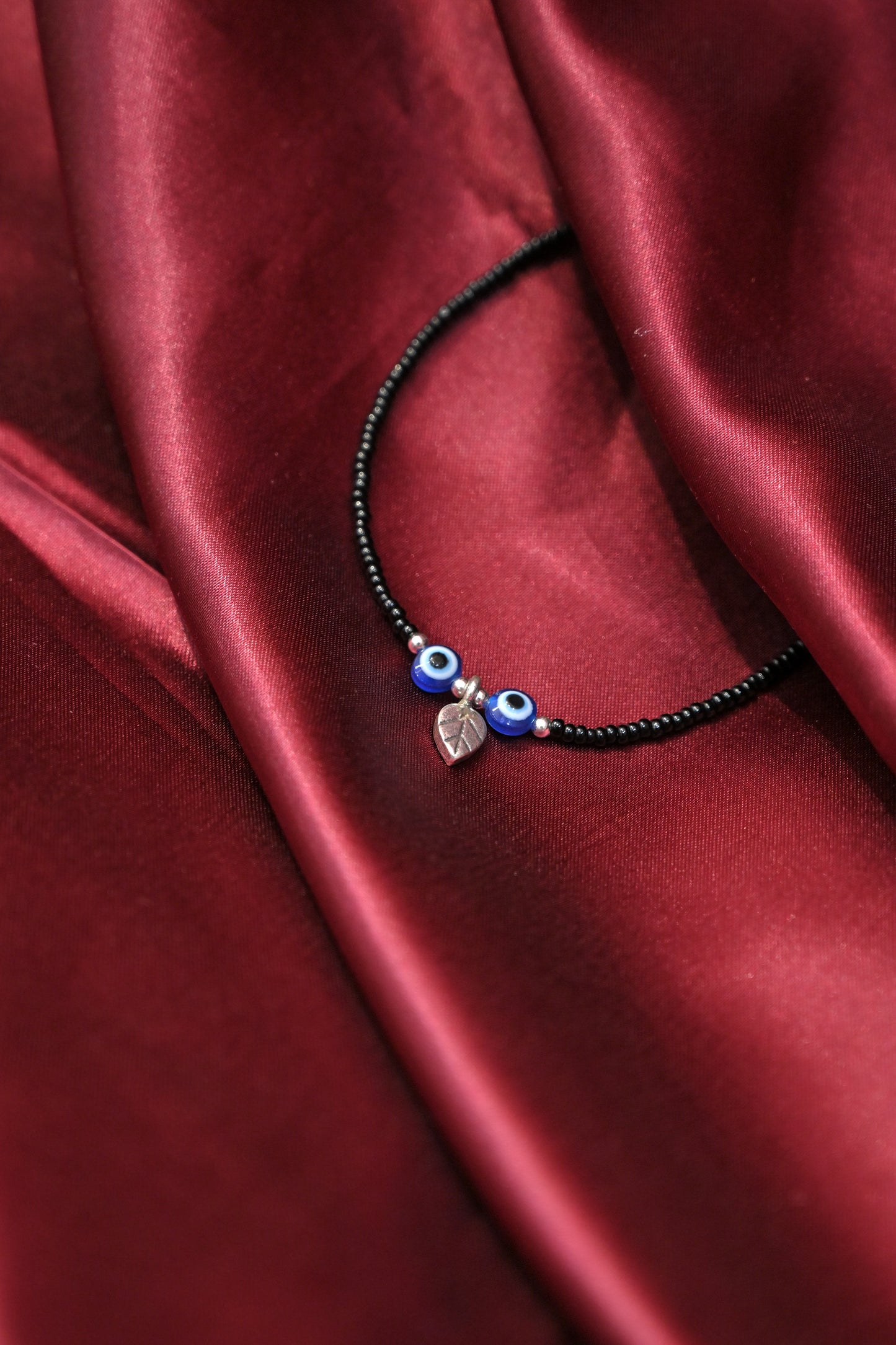 925 sterling silver evil eye black bead anklet