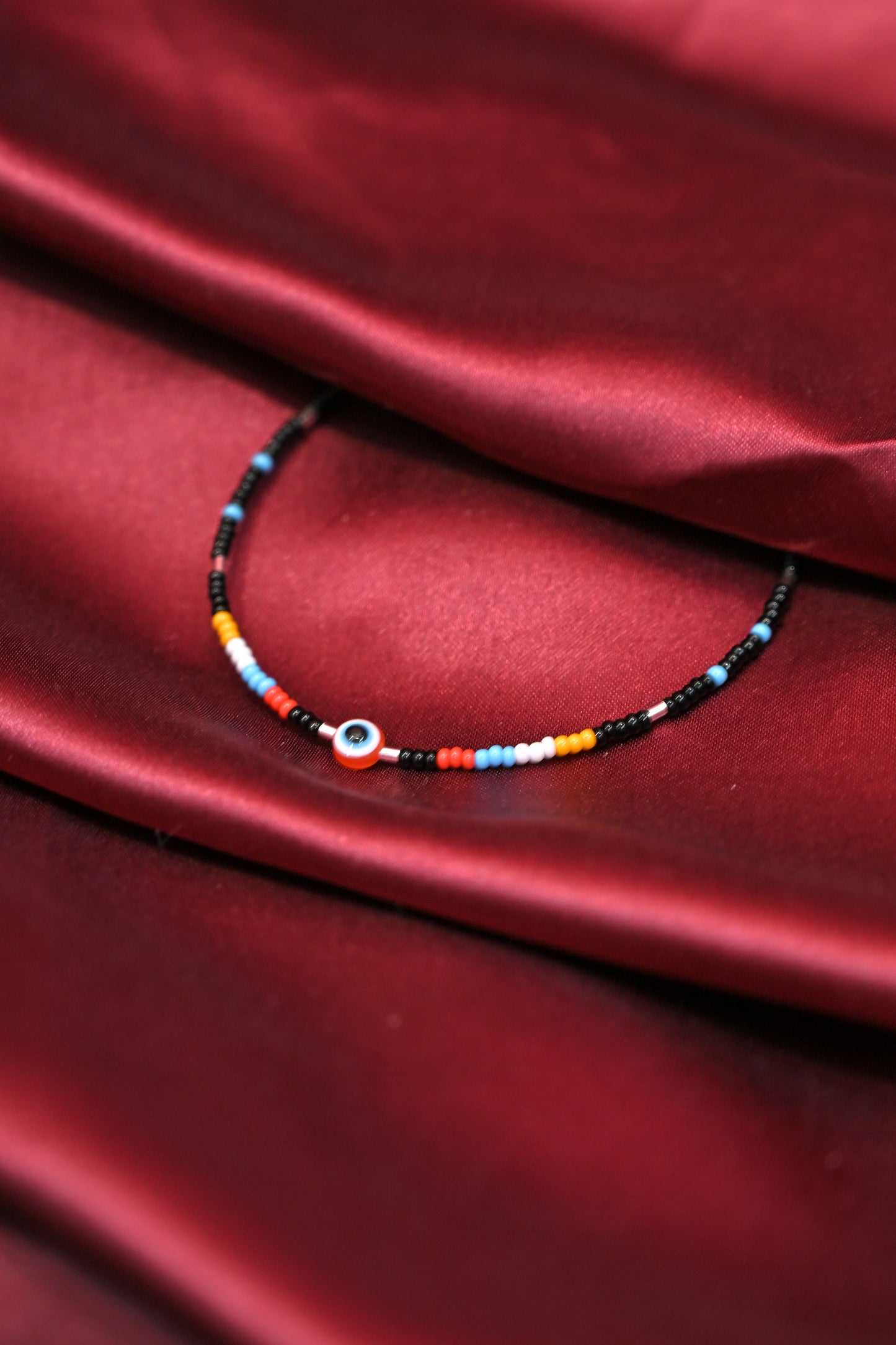 color bead evil eye anklet
