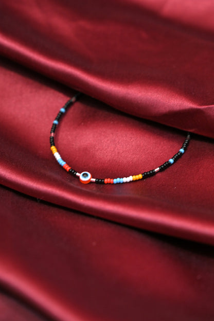Color Bead Evil Eye Anklet