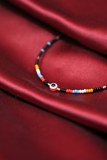Color Bead Evil Eye Anklet