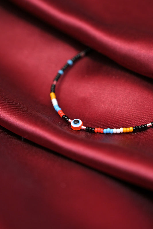 Color Bead Evil Eye Anklet