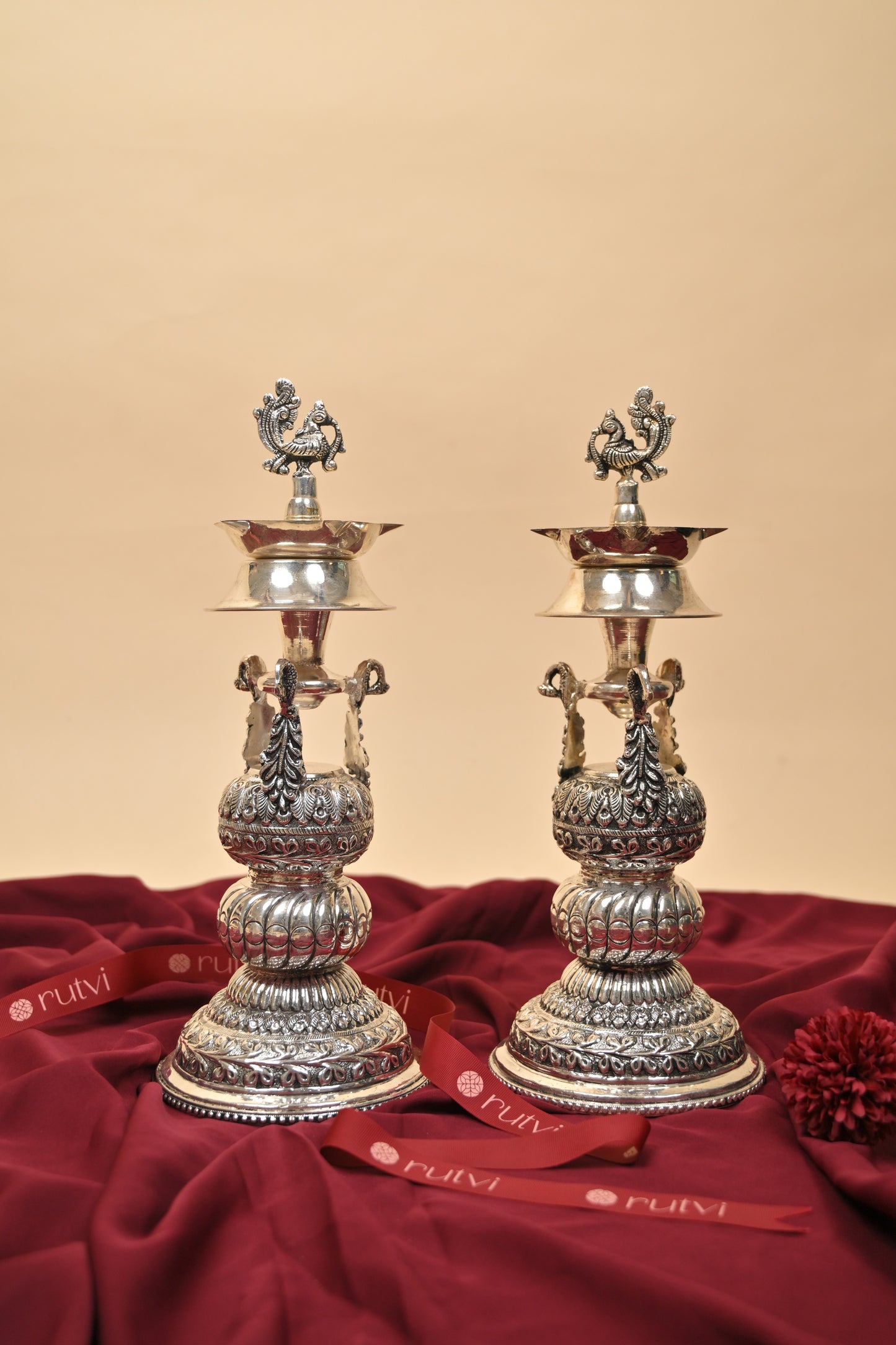 German Silver Traditional Lighting Lamp – Handcrafted Decorative Deepam for Pooja & Festive Décor