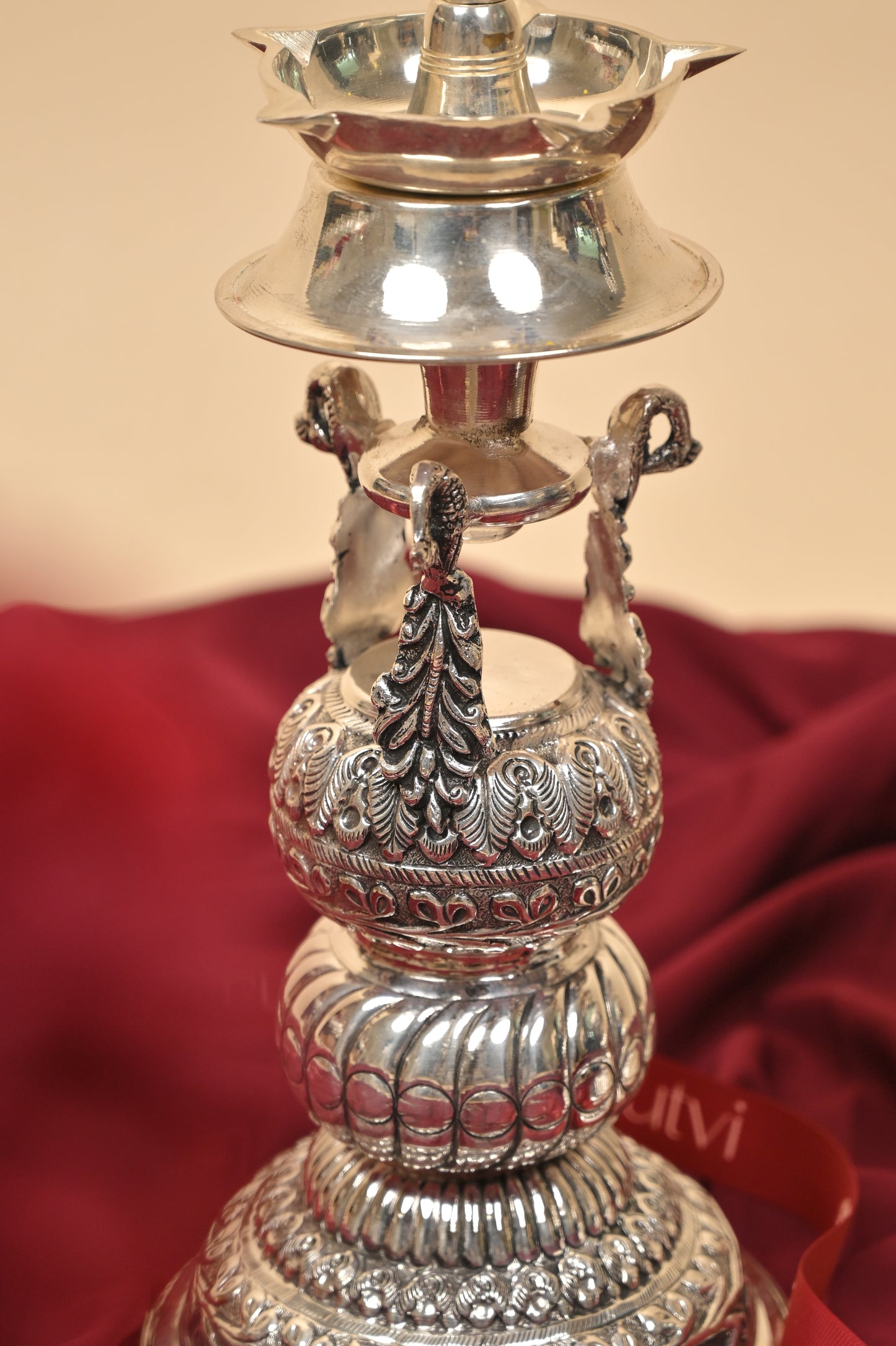 German Silver Traditional Lighting Lamp – Handcrafted Decorative Deepam for Pooja & Festive Décor