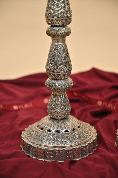 German Silver Peacock Diya – Handcrafted Traditional Oil Lamp for Pooja & Festive Décor
