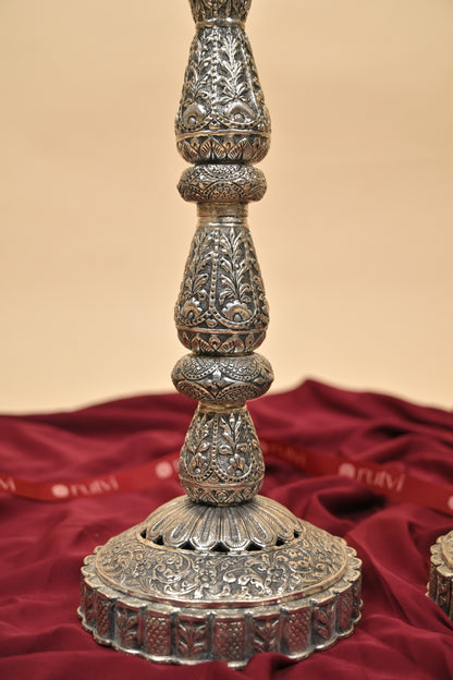 German Silver Peacock Diya – Handcrafted Traditional Oil Lamp for Pooja & Festive Décor