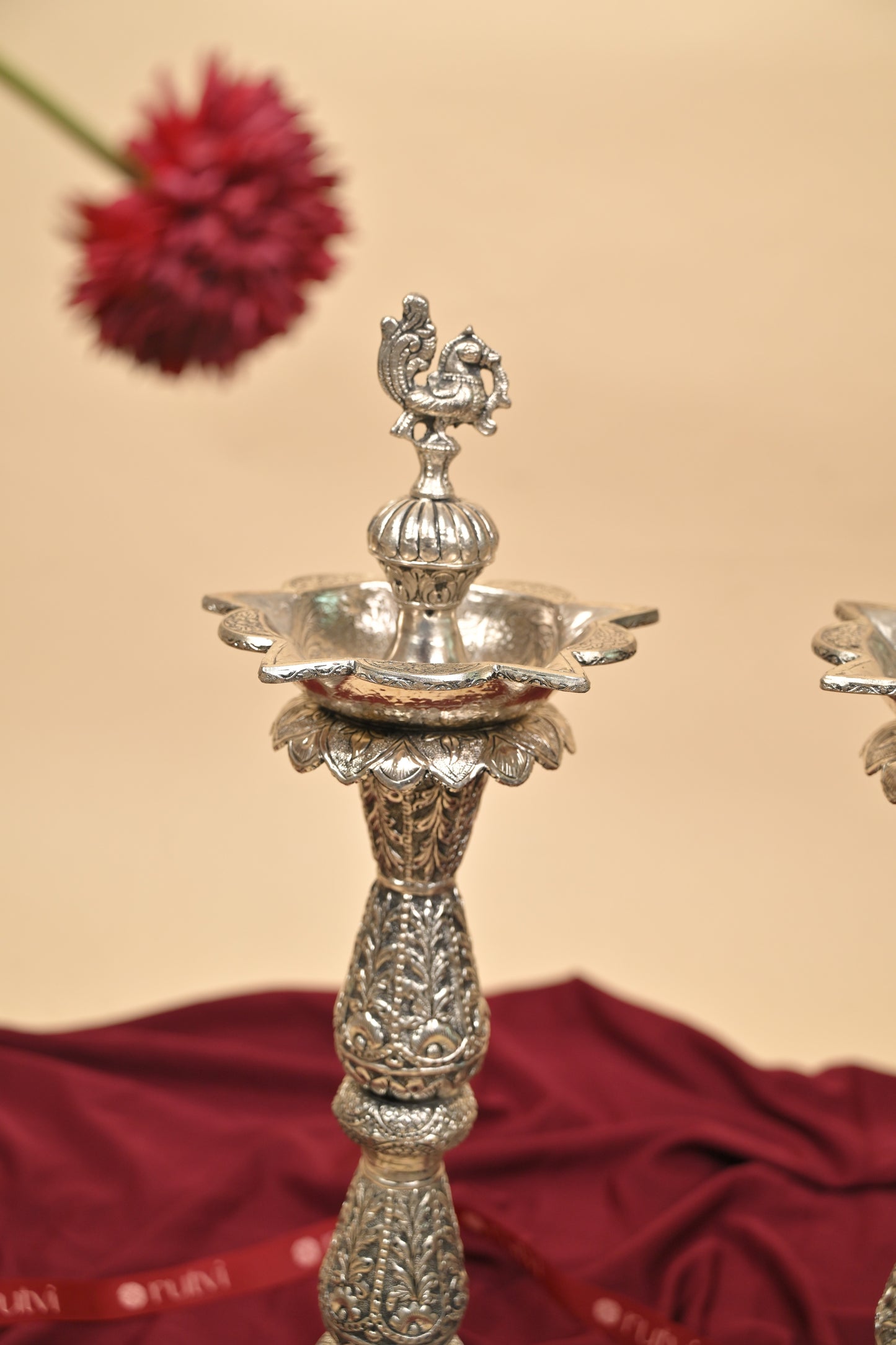 German Silver Peacock Diya – Handcrafted Traditional Oil Lamp for Pooja & Festive Décor