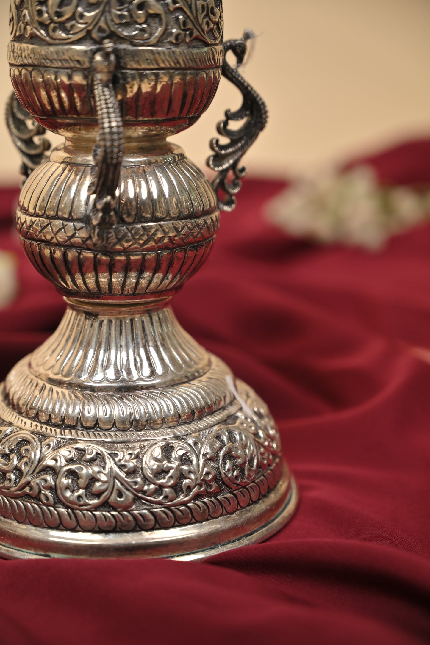 German Silver Peacock Diya – Handcrafted Traditional Oil Lamp for Pooja & Festive Décor