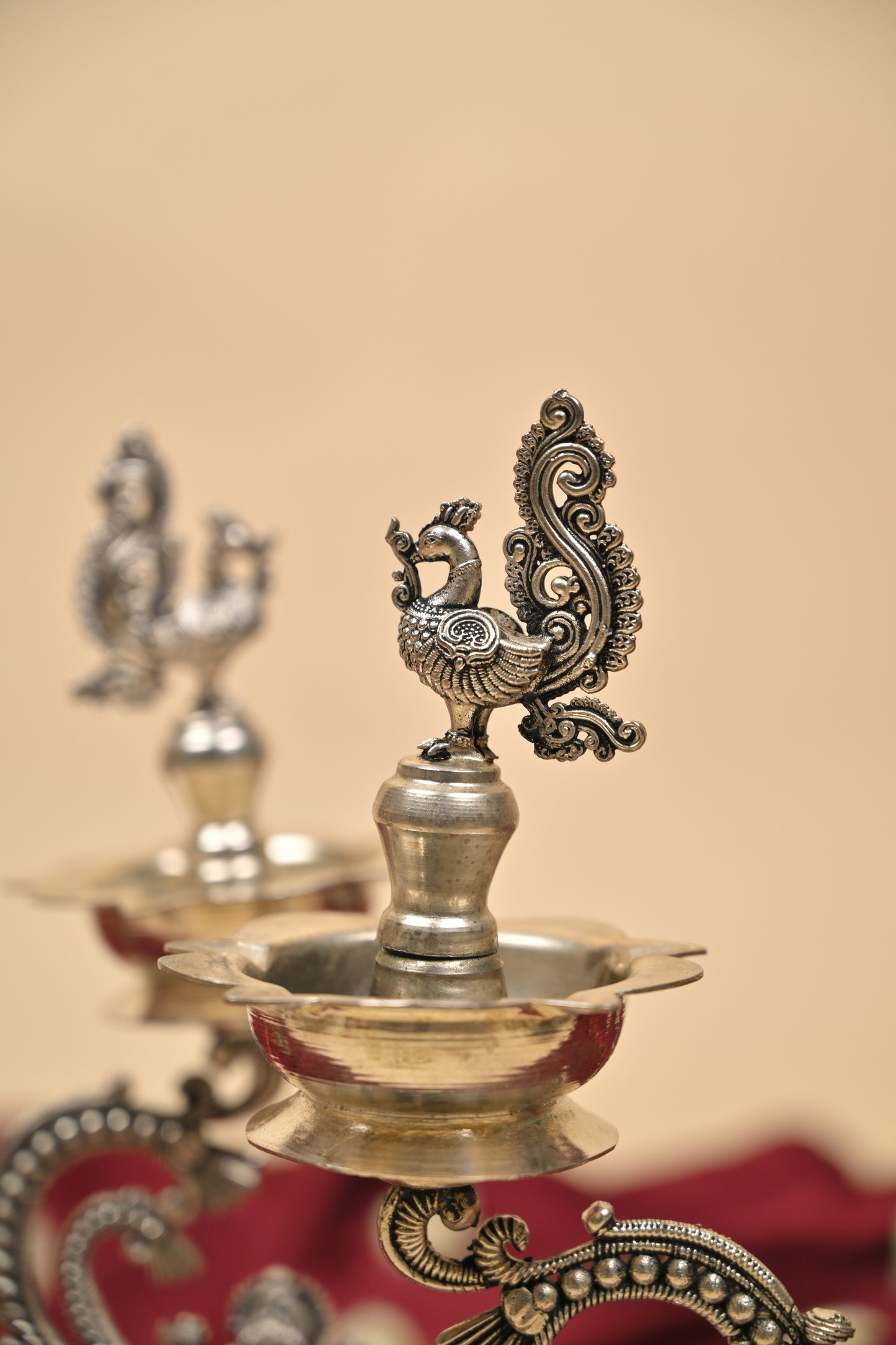 German Silver Lakshmi Ganesh Lamp – Handcrafted Traditional Deepam for Pooja & Festive Décor