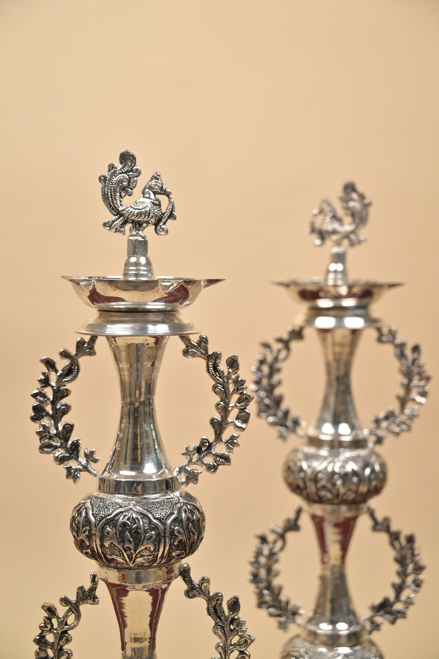German Silver Traditional Lighting Lamp – Handcrafted Deepam for Pooja, Temple & Festive Décor