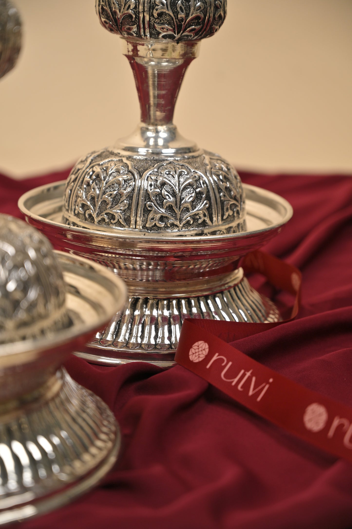 German Silver Traditional Lighting Lamp – Handcrafted Deepam for Pooja, Temple & Festive Décor
