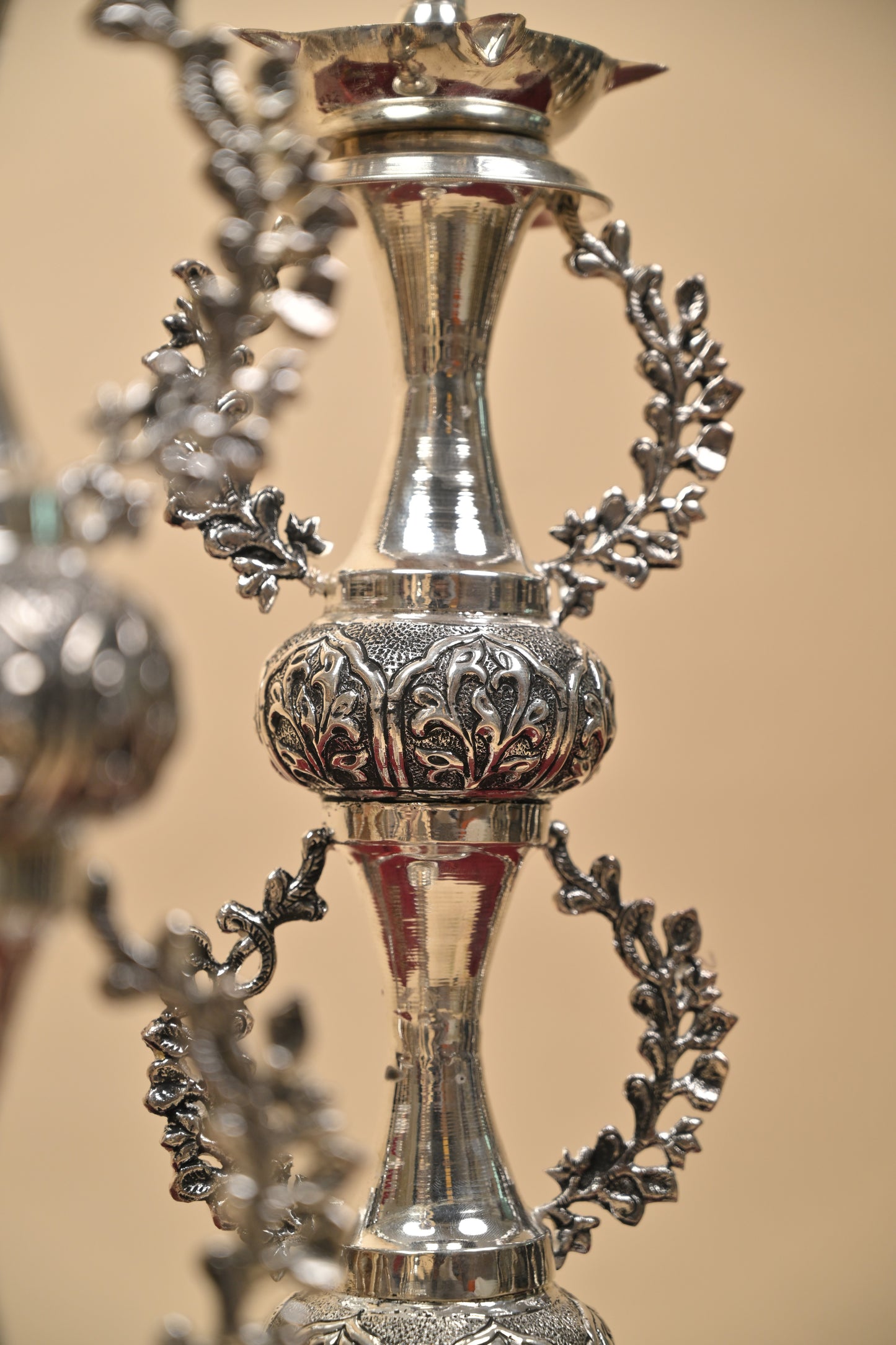 German Silver Traditional Lighting Lamp – Handcrafted Deepam for Pooja, Temple & Festive Décor