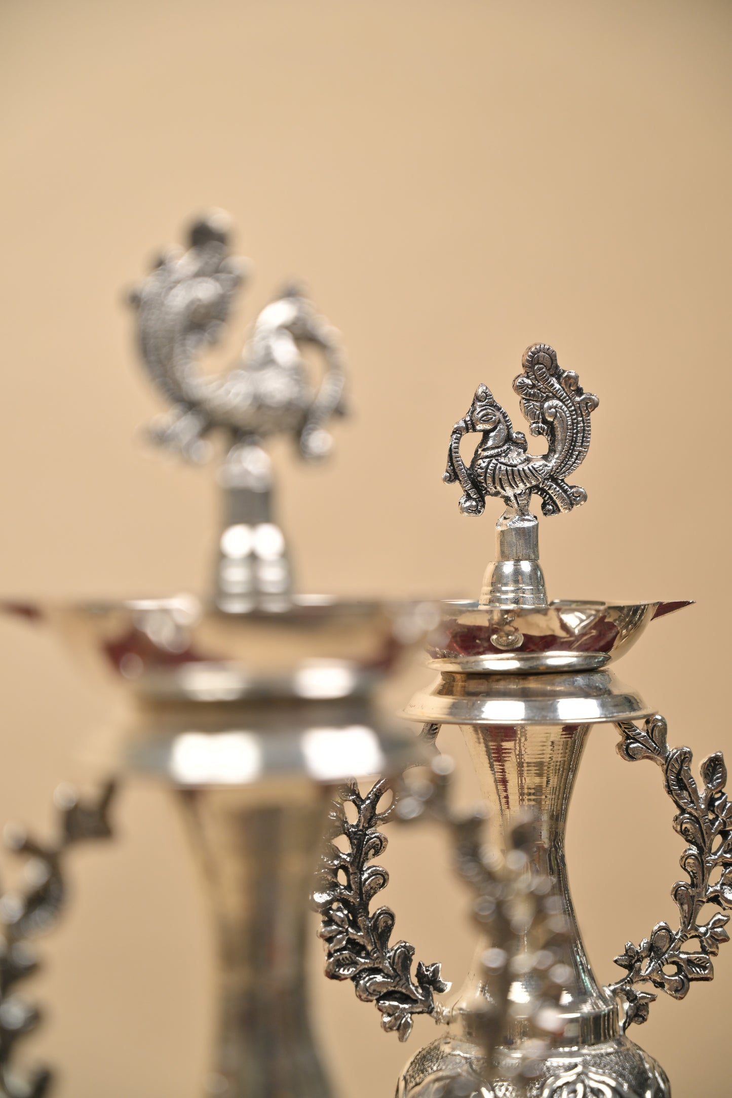 German Silver Traditional Lighting Lamp – Handcrafted Deepam for Pooja, Temple & Festive Décor