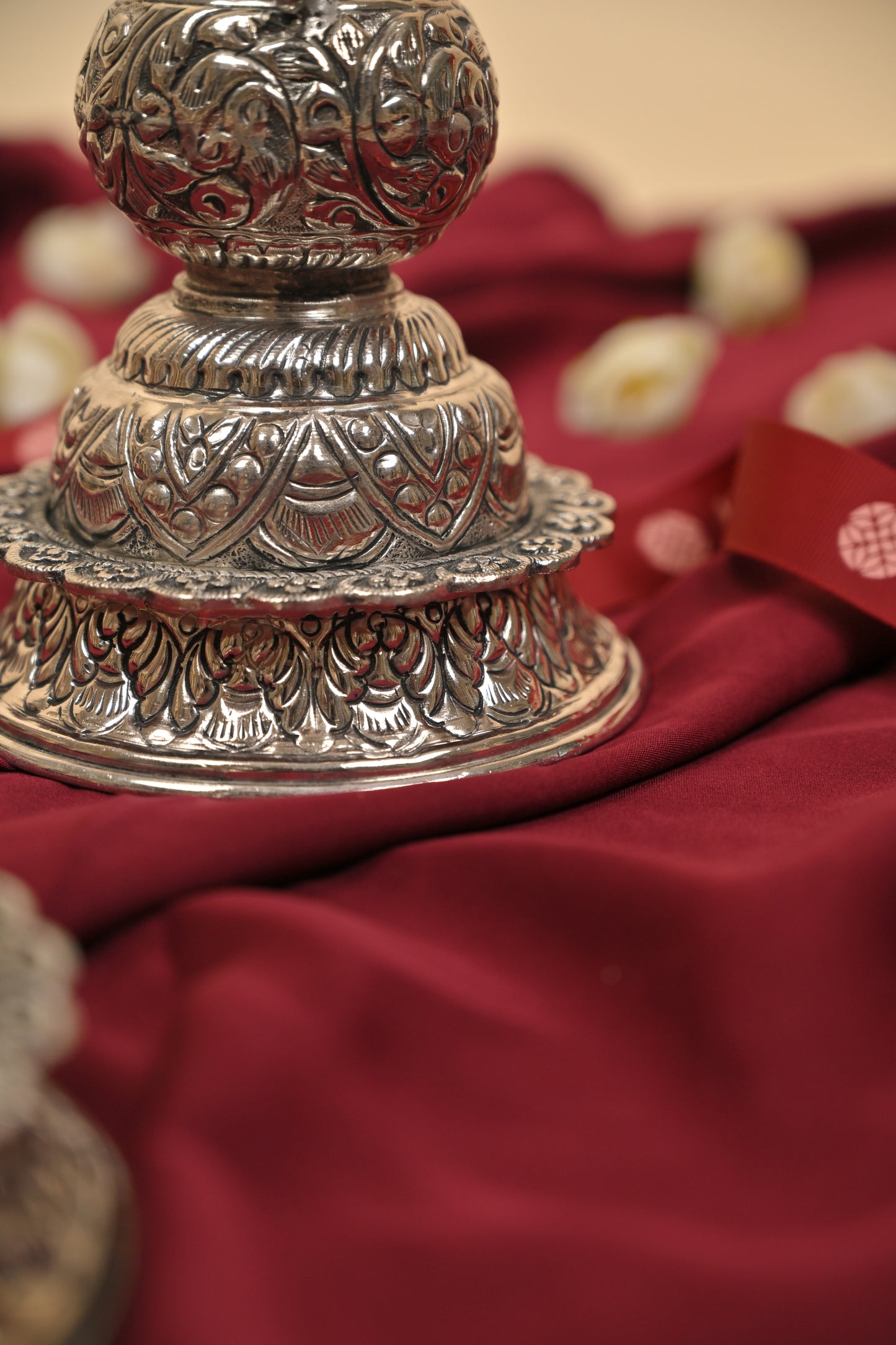 German Silver Peacock Hanging Bell Deepam Pair – Traditional Decorative Pooja Lamps