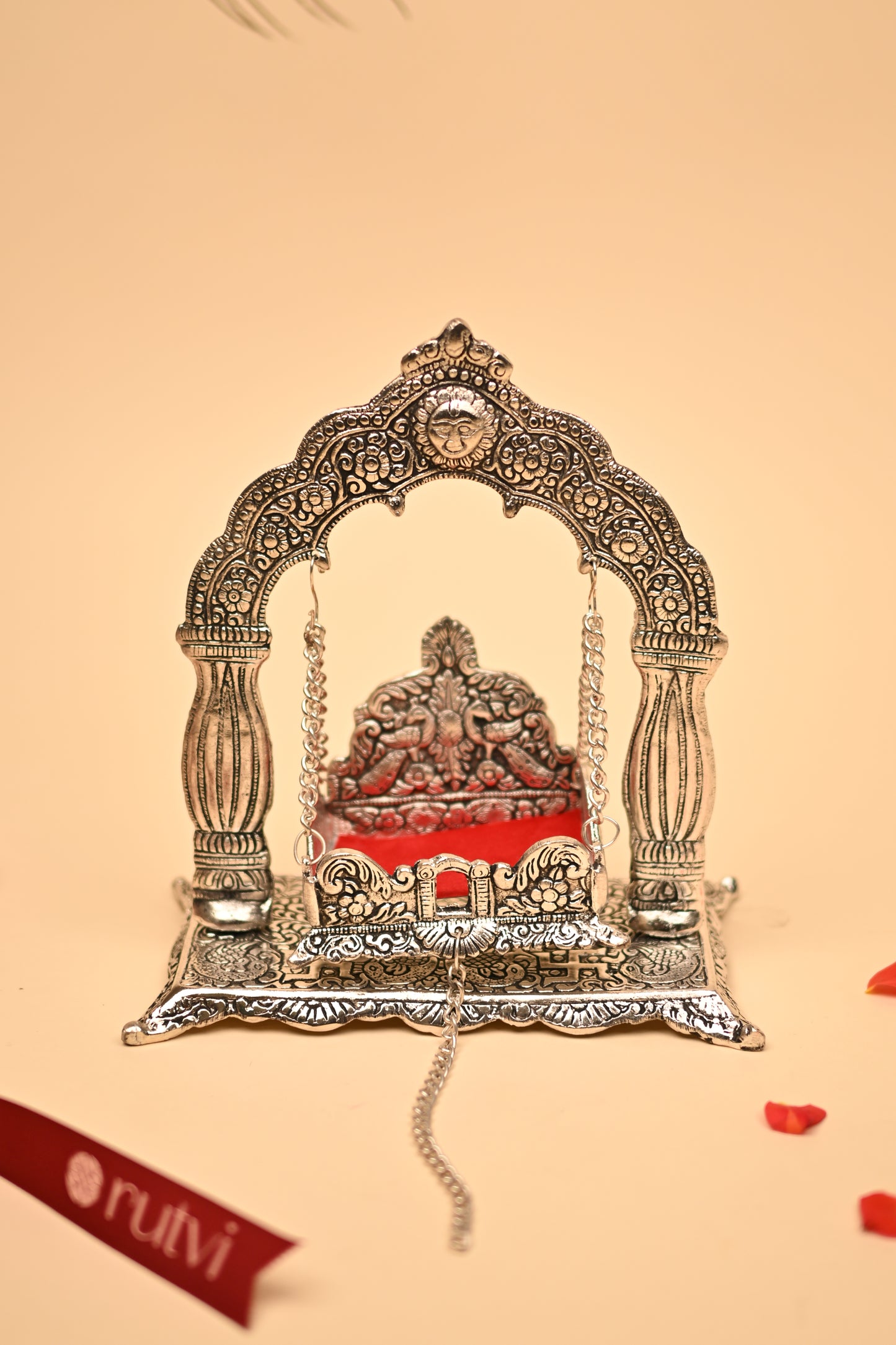 German Silver Suryadev Jula – Handcrafted Traditional Swing Showpiece