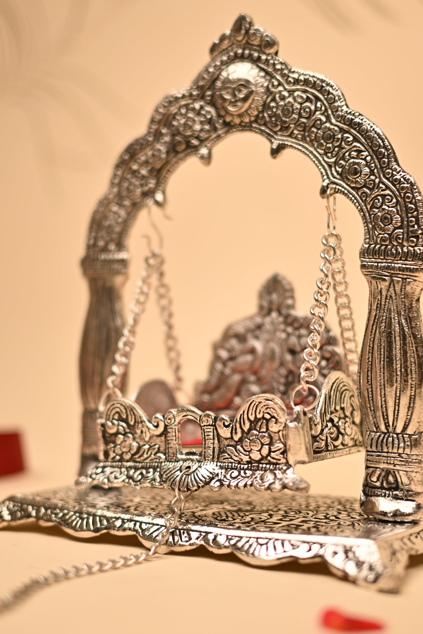 German Silver Suryadev Jula – Handcrafted Traditional Swing Showpiece