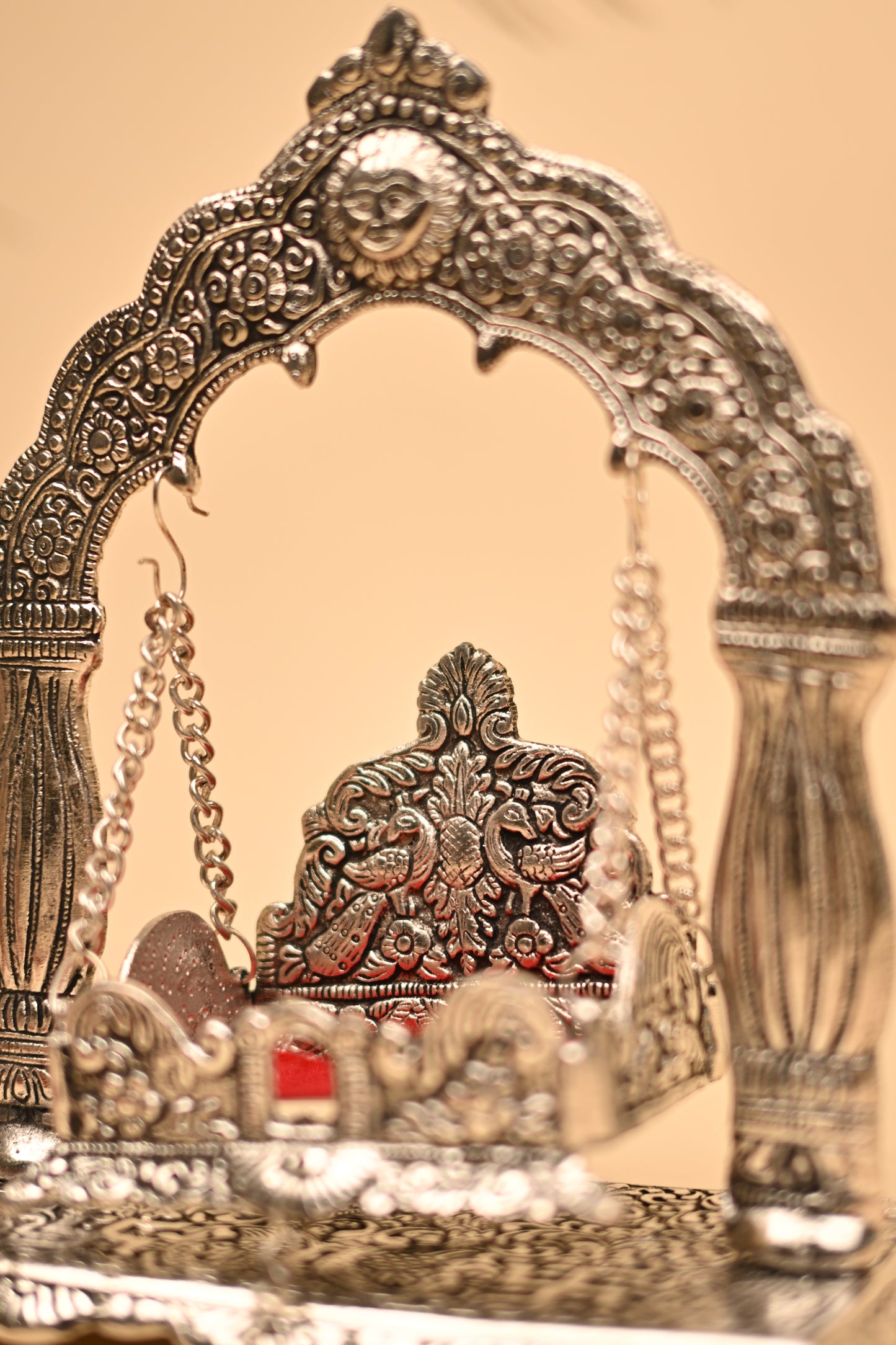 German Silver Suryadev Jula – Handcrafted Traditional Swing Showpiece