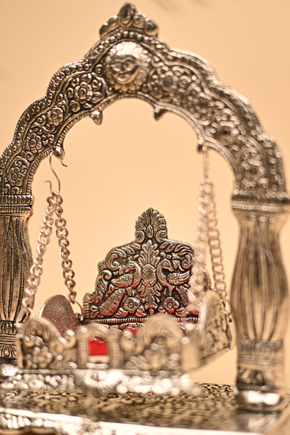 German Silver Suryadev Jula – Handcrafted Traditional Swing Showpiece