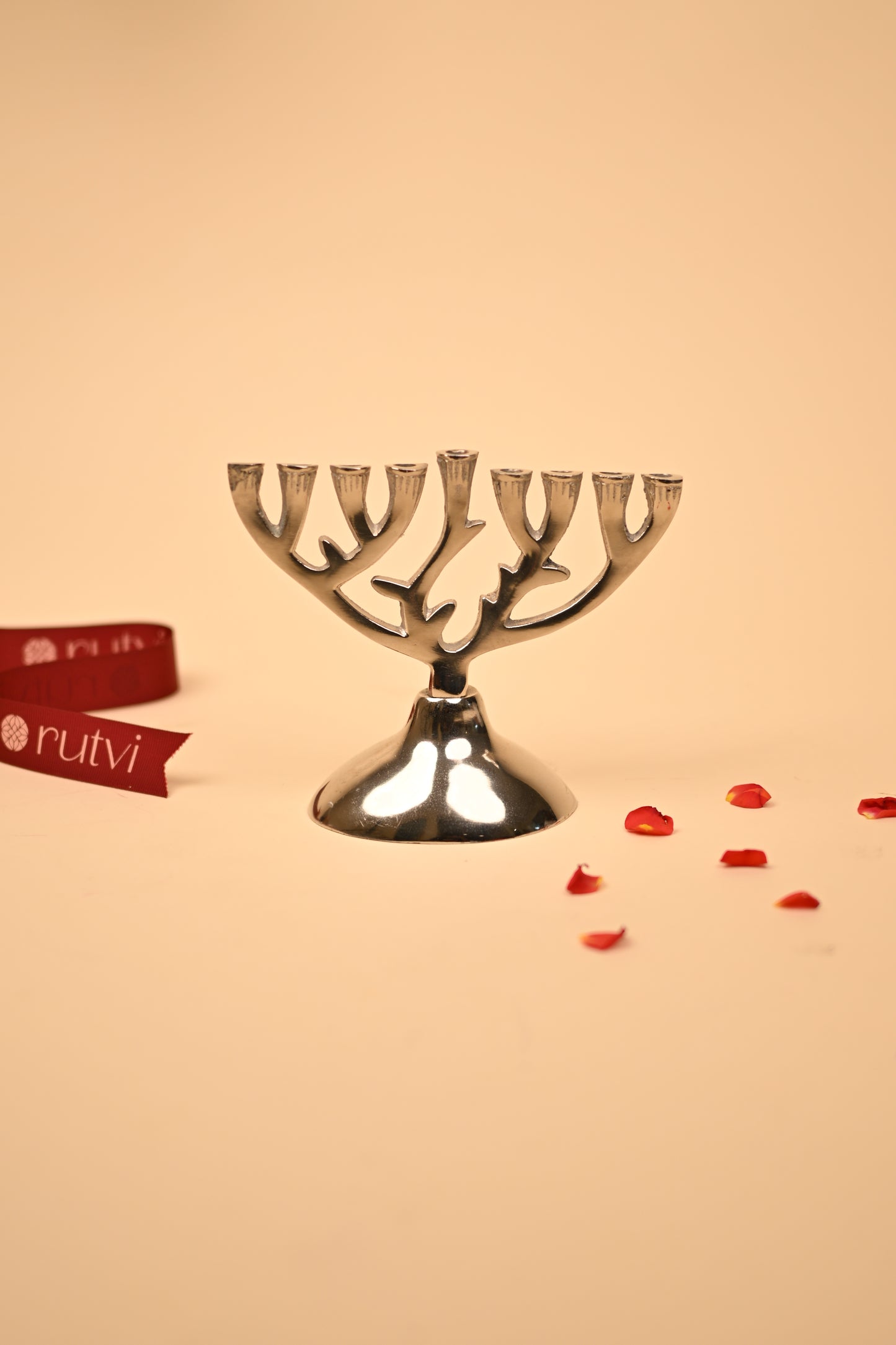 German Silver Hanukkah Candle Stand – Handcrafted Festival Candle Holder