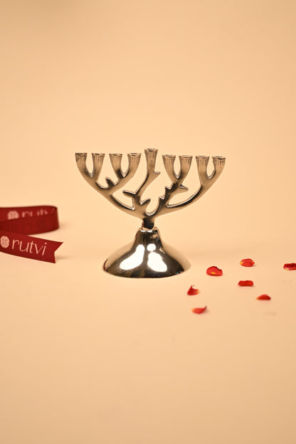 German Silver Hanukkah Candle Stand – Handcrafted Festival Candle Holder