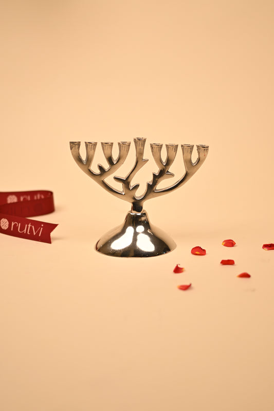 German Silver Hanukkah Candle Stand – Handcrafted Festival Candle Holder