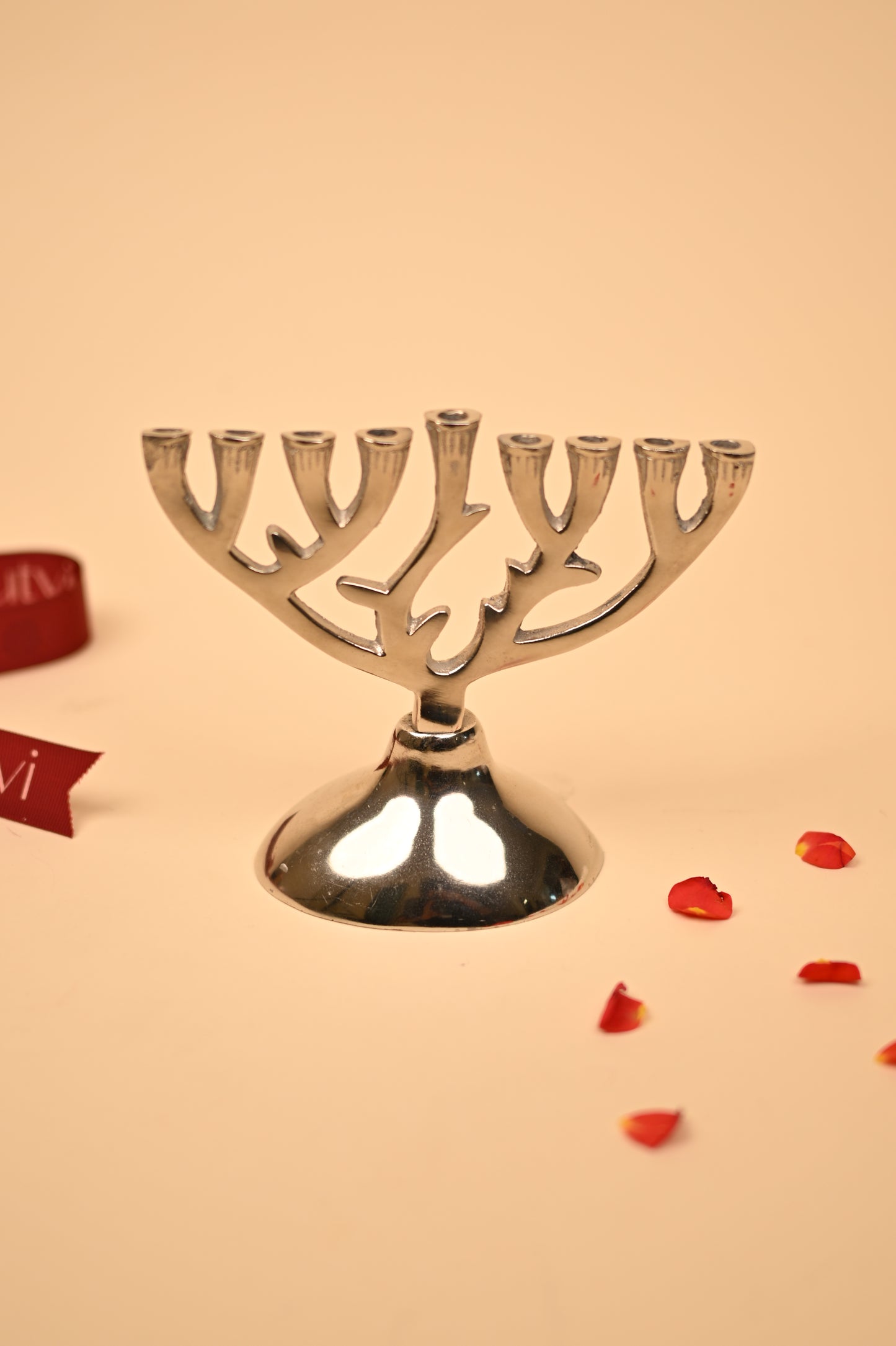 German Silver Hanukkah Candle Stand – Handcrafted Festival Candle Holder