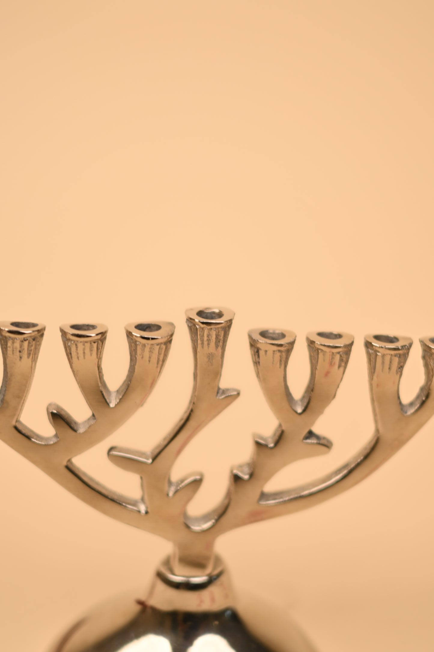 German Silver Hanukkah Candle Stand – Handcrafted Festival Candle Holder