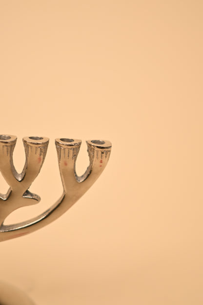 German Silver Hanukkah Candle Stand – Handcrafted Festival Candle Holder