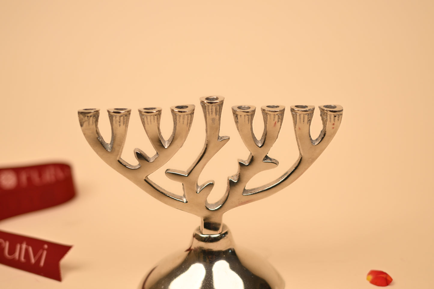 German Silver Hanukkah Candle Stand – Handcrafted Festival Candle Holder