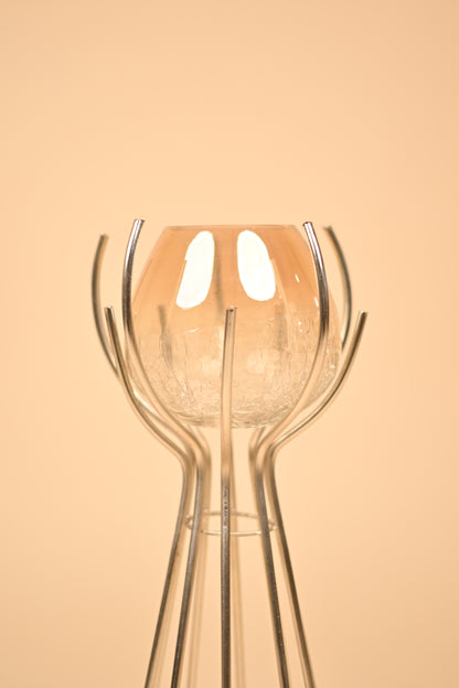 German Silver Glass Tea Light Holder – Handcrafted Decorative Candle Stand