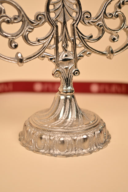 German Silver 3-Slot Candle Holder – Handcrafted Multi Candle Stand for Festive Décor