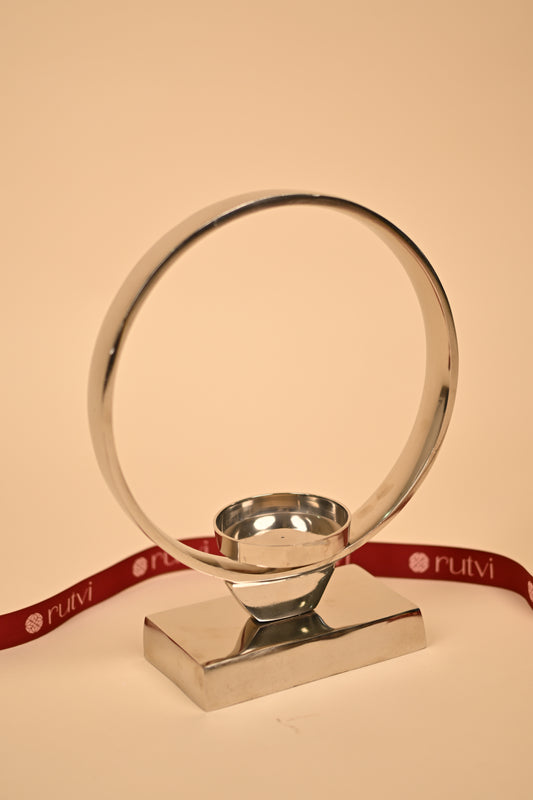 German Silver Circle Candle Holder Set – Handcrafted Decorative Candle Stands (Big & Small)