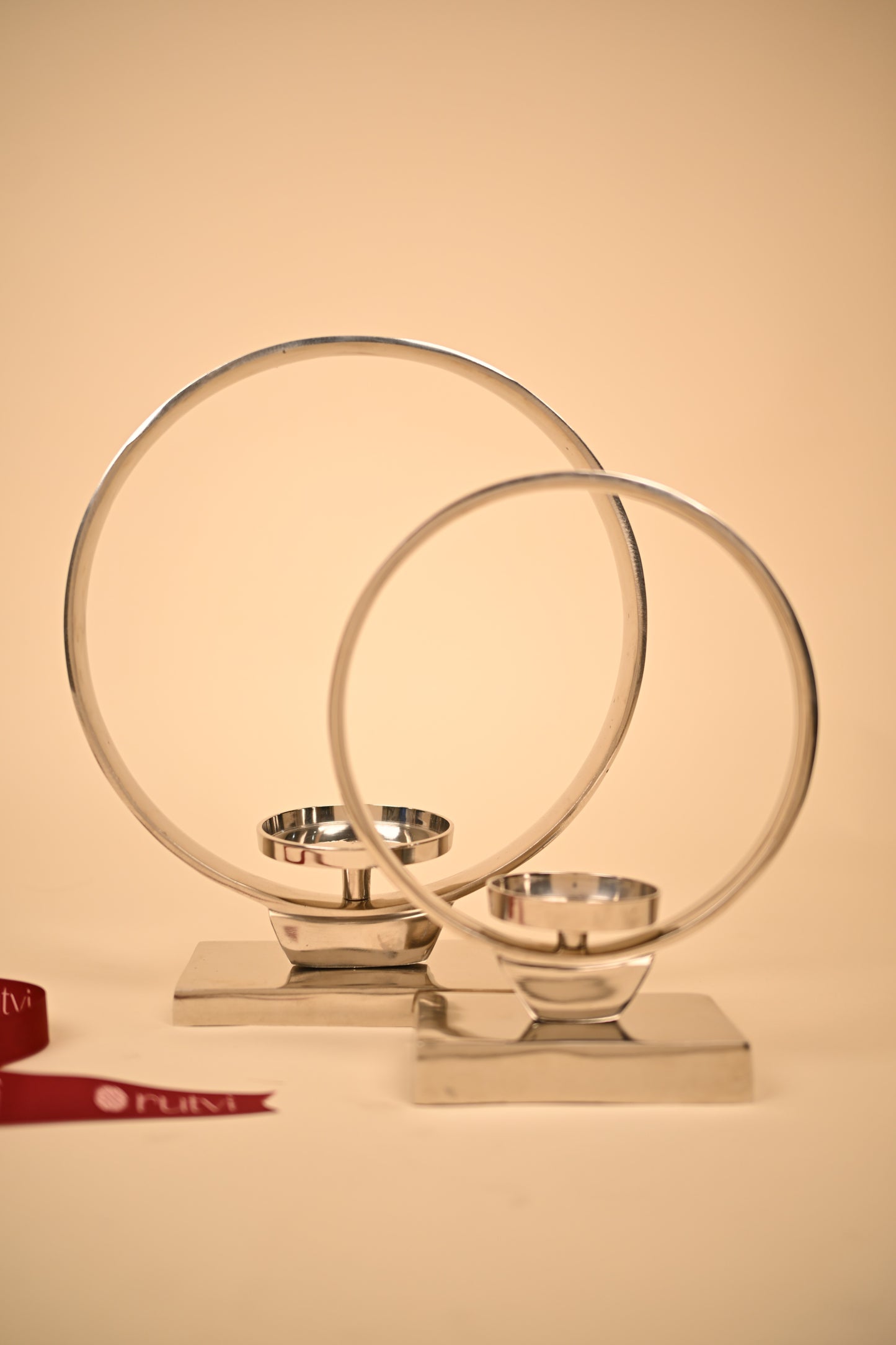 German Silver Circle Candle Holder Set – Handcrafted Decorative Candle Stands (Big & Small)