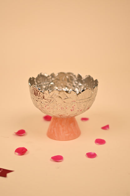 German Silver Fruit Bowl with Resin Base – Handcrafted Decorative Bowl (Big & Small)