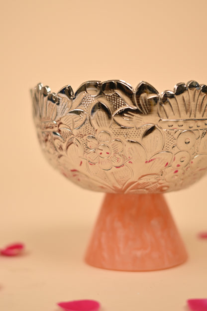 German Silver Fruit Bowl with Resin Base – Handcrafted Decorative Bowl (Big & Small)