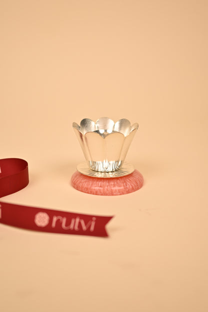 German Silver Diya with Resin Base – Handcrafted Festive & Pooja Essential