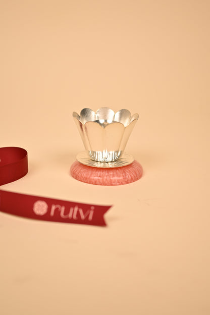 German Silver Diya with Resin Base – Handcrafted Festive & Pooja Essential