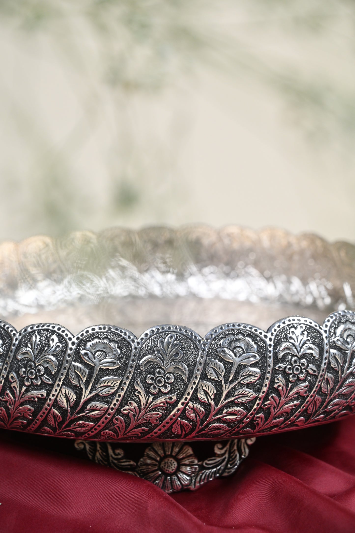 Large Handcrafted German Silver Urli Bowl – Traditional Decorative Centerpiece for Festive & Pooja Decor