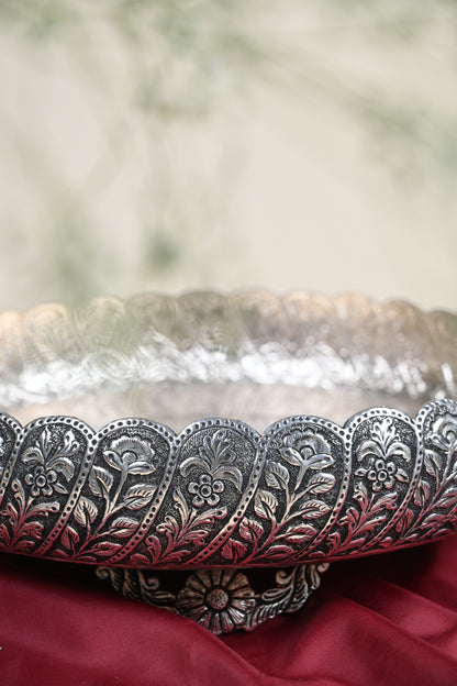 Large Handcrafted German Silver Urli Bowl – Traditional Decorative Centerpiece for Festive & Pooja Decor