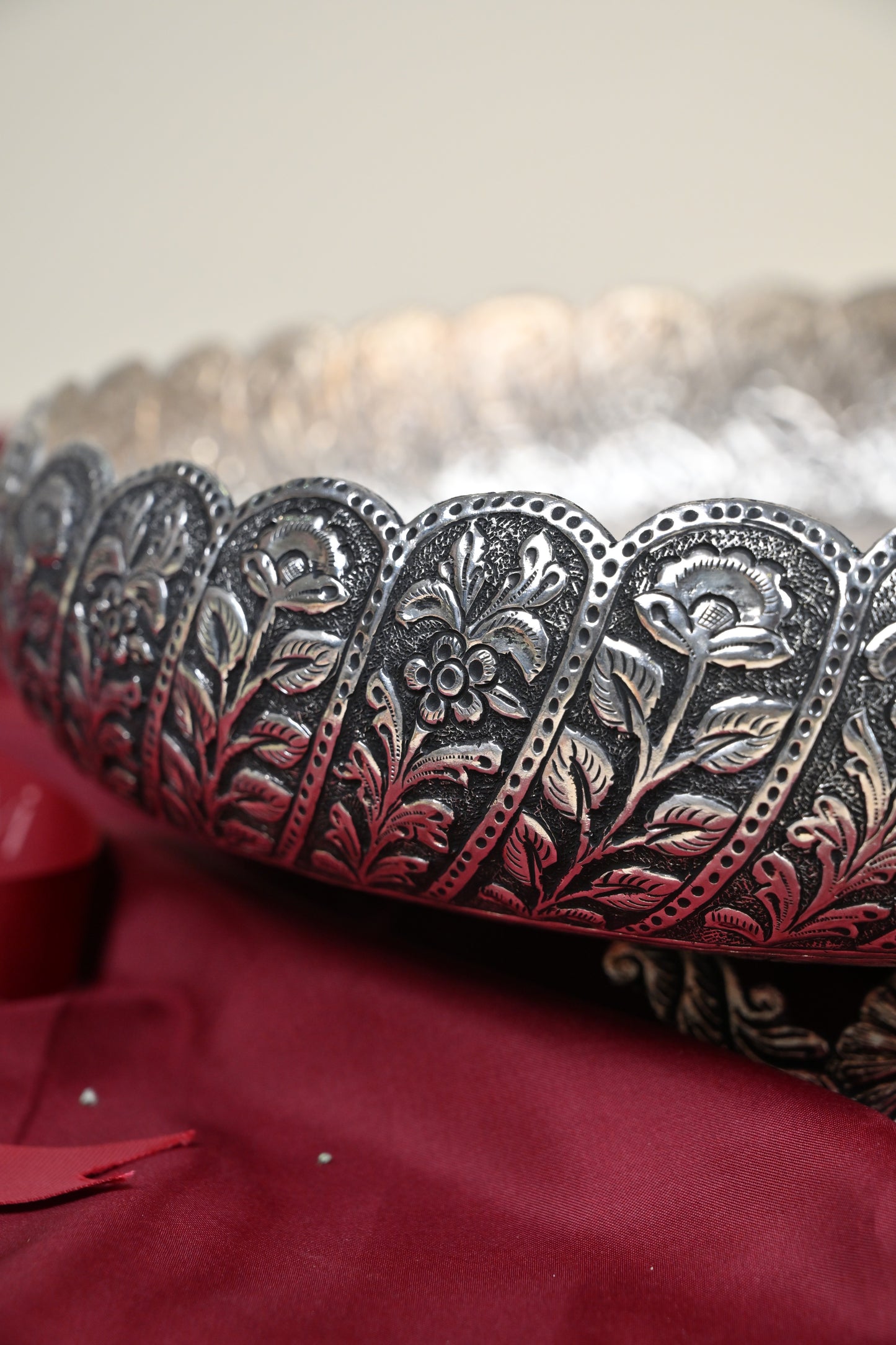 Large Handcrafted German Silver Urli Bowl – Traditional Decorative Centerpiece for Festive & Pooja Decor