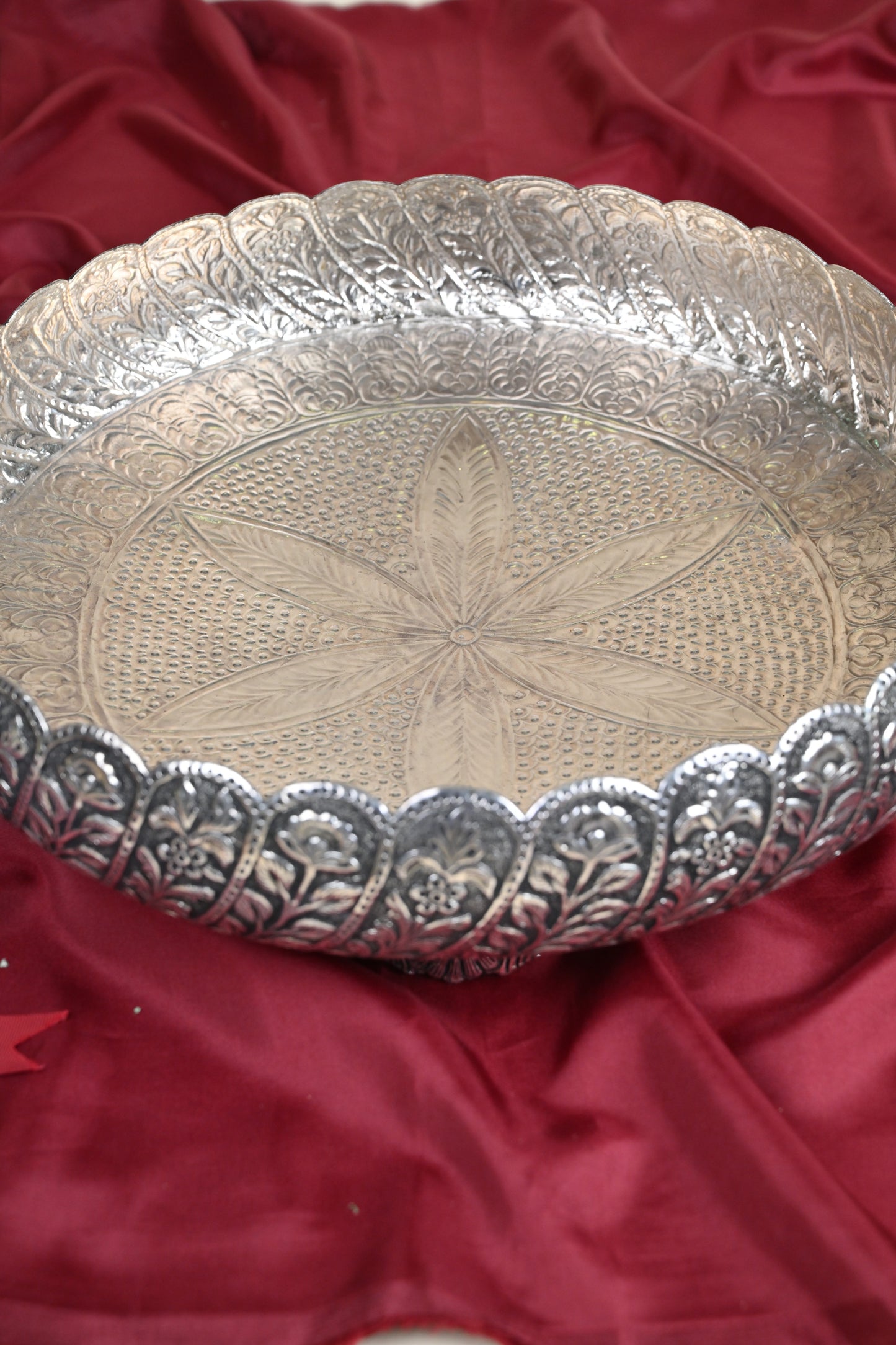 Large Handcrafted German Silver Urli Bowl – Traditional Decorative Centerpiece for Festive & Pooja Decor