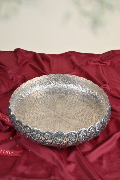 Large Handcrafted German Silver Urli Bowl – Traditional Decorative Centerpiece for Festive & Pooja Decor